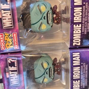 2 Funko × Marvel ZOMBIE IRON MAN- What If...?  Pocket POP Keychain - Blue & Red.